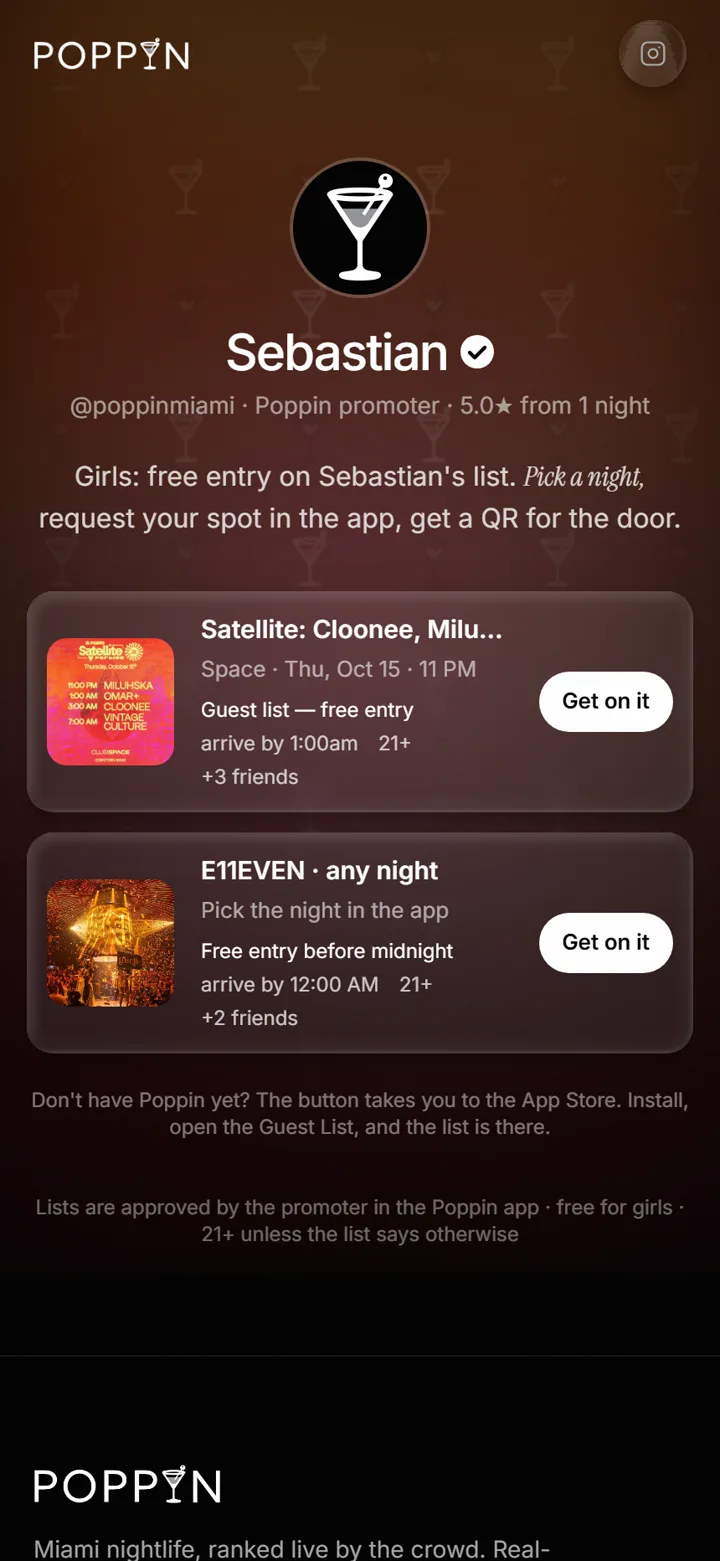 Your own link page with every night you run