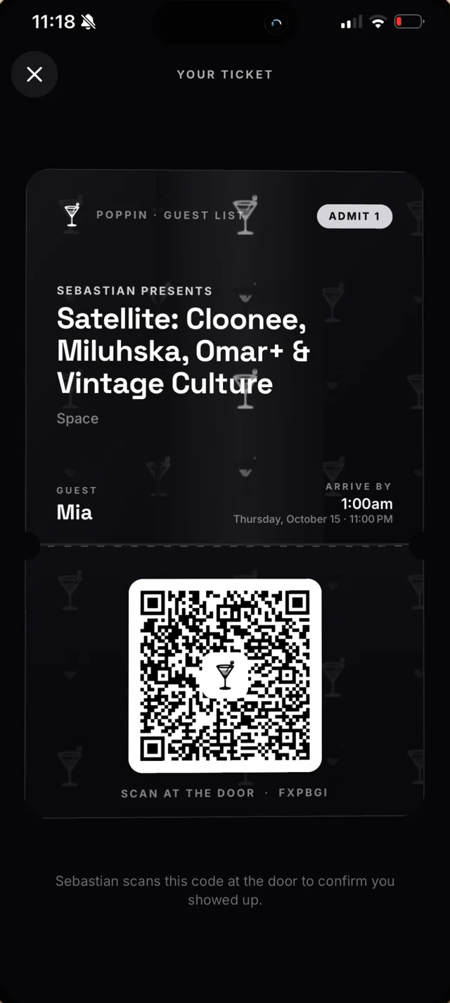 Her QR ticket